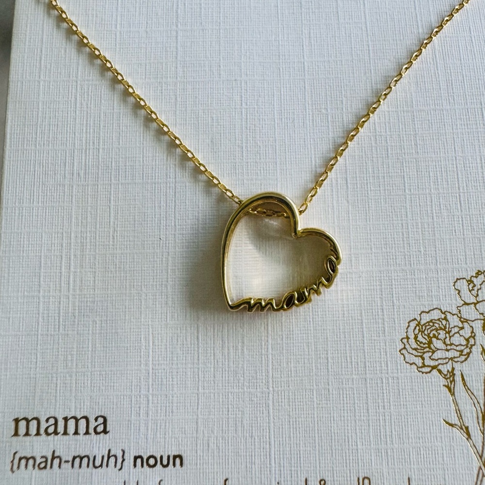Gold Heart 'mama' Pendant Necklace - Women's Gold layered Jewelry